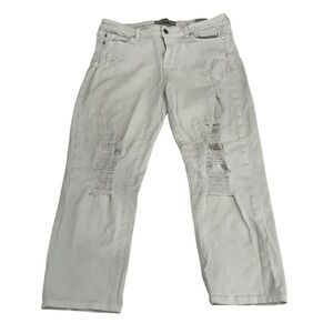 Liverpool White‎ Cropped Boyfriend Y2K Jeans Womens 10 Raw Hem Summer
